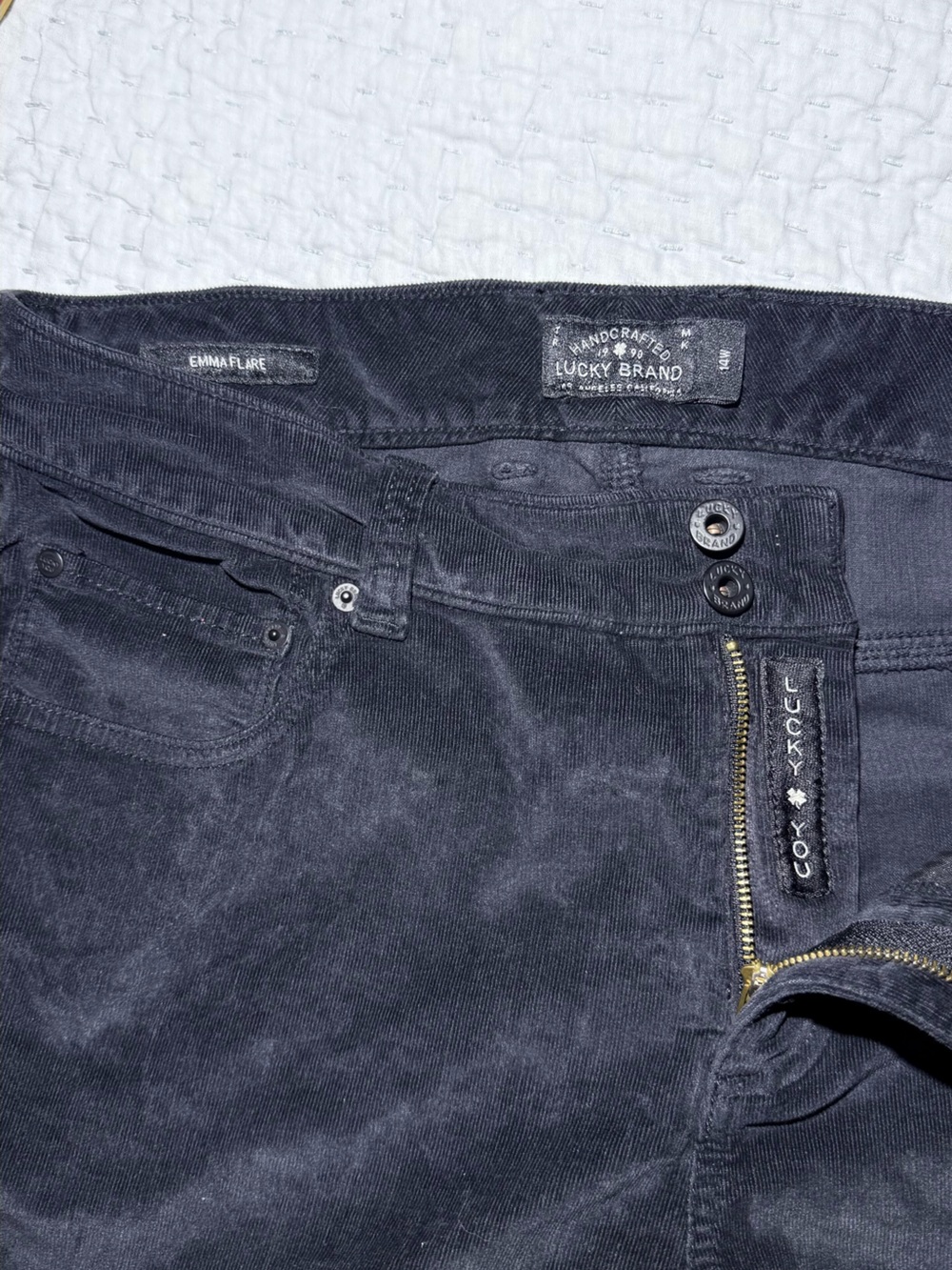Lucky Brand Women’s Emma Flare Jeans in Black corduroy